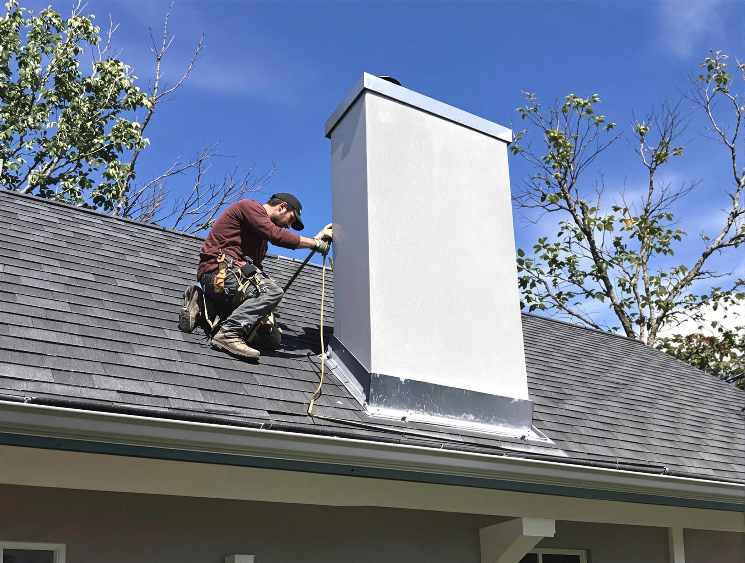 Cave Creek Chimney Sweep team member finishing chimney construction in Cave Creek, AZ