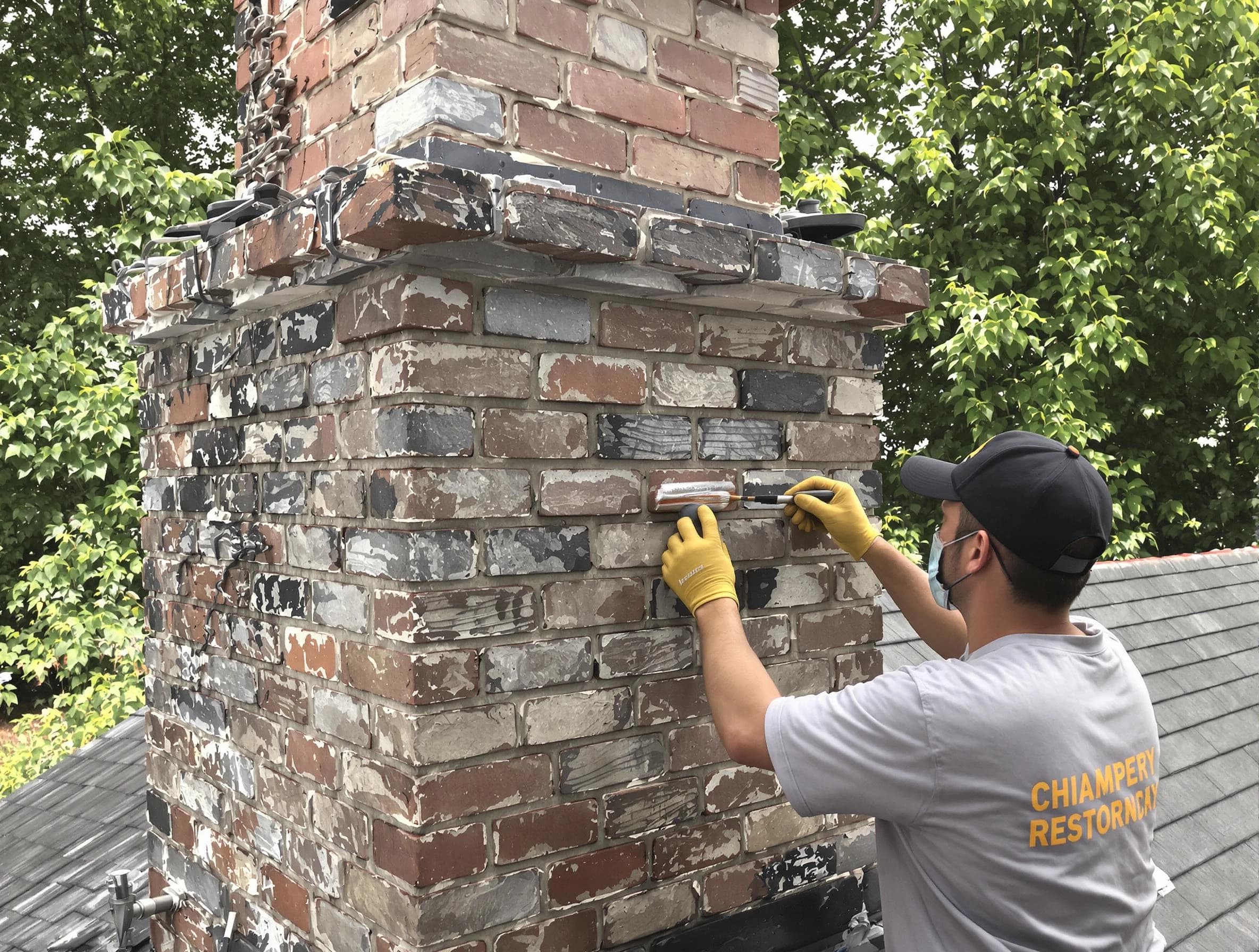 In-progress chimney restoration by Cave Creek Chimney Sweep in Cave Creek, AZ