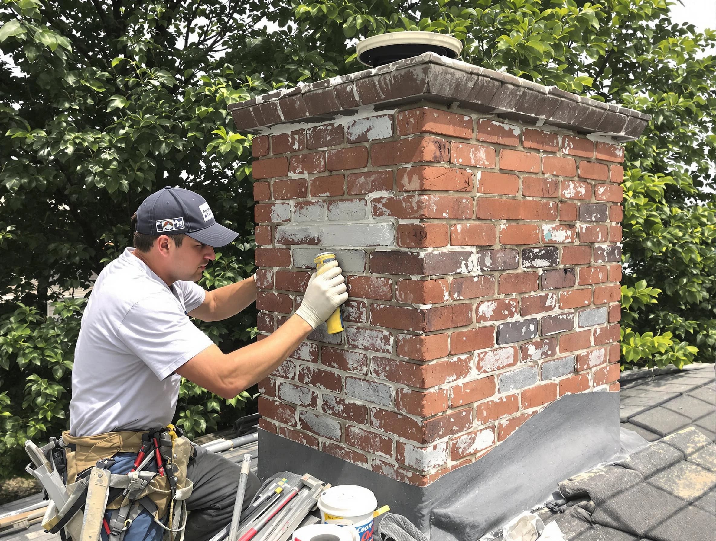 Cave Creek Chimney Sweep restoring an aging chimney in Cave Creek, AZ