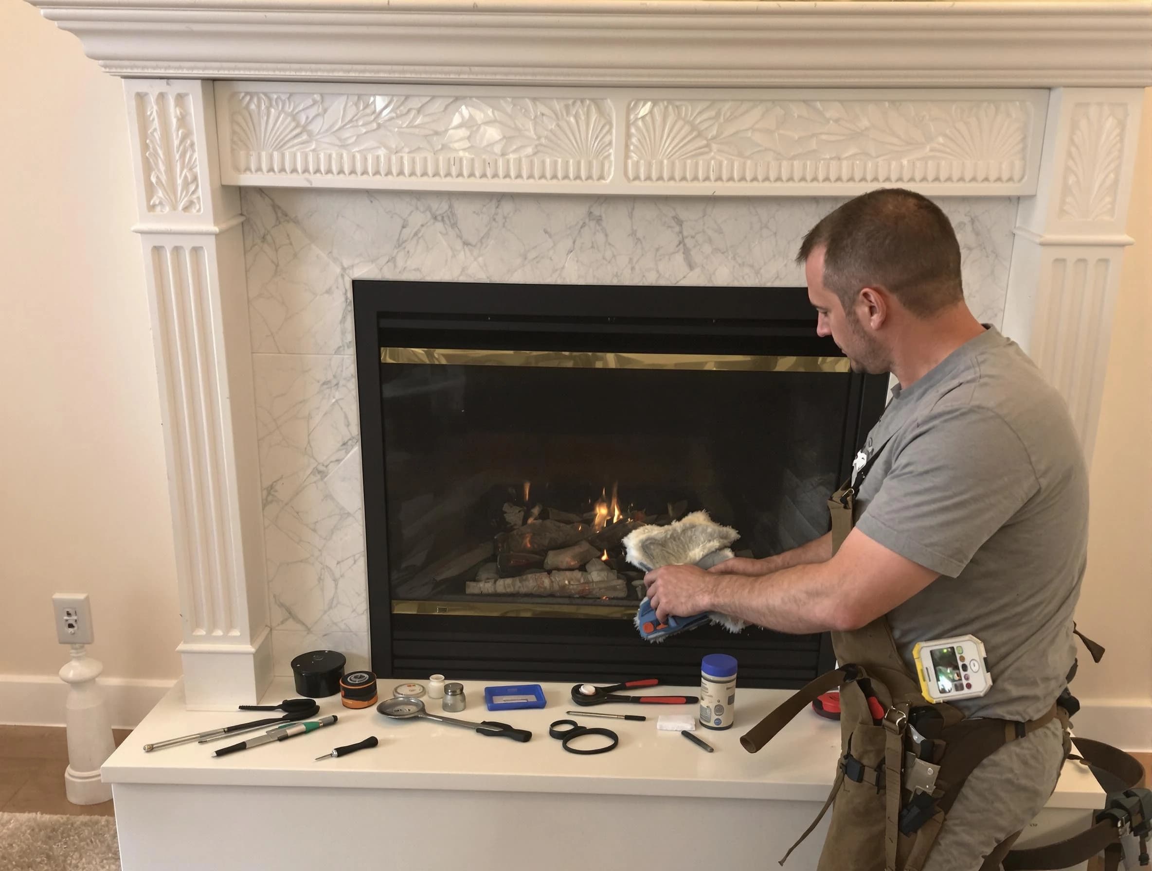 Cave Creek Chimney Sweep performing fireplace maintenance in Cave Creek, AZ
