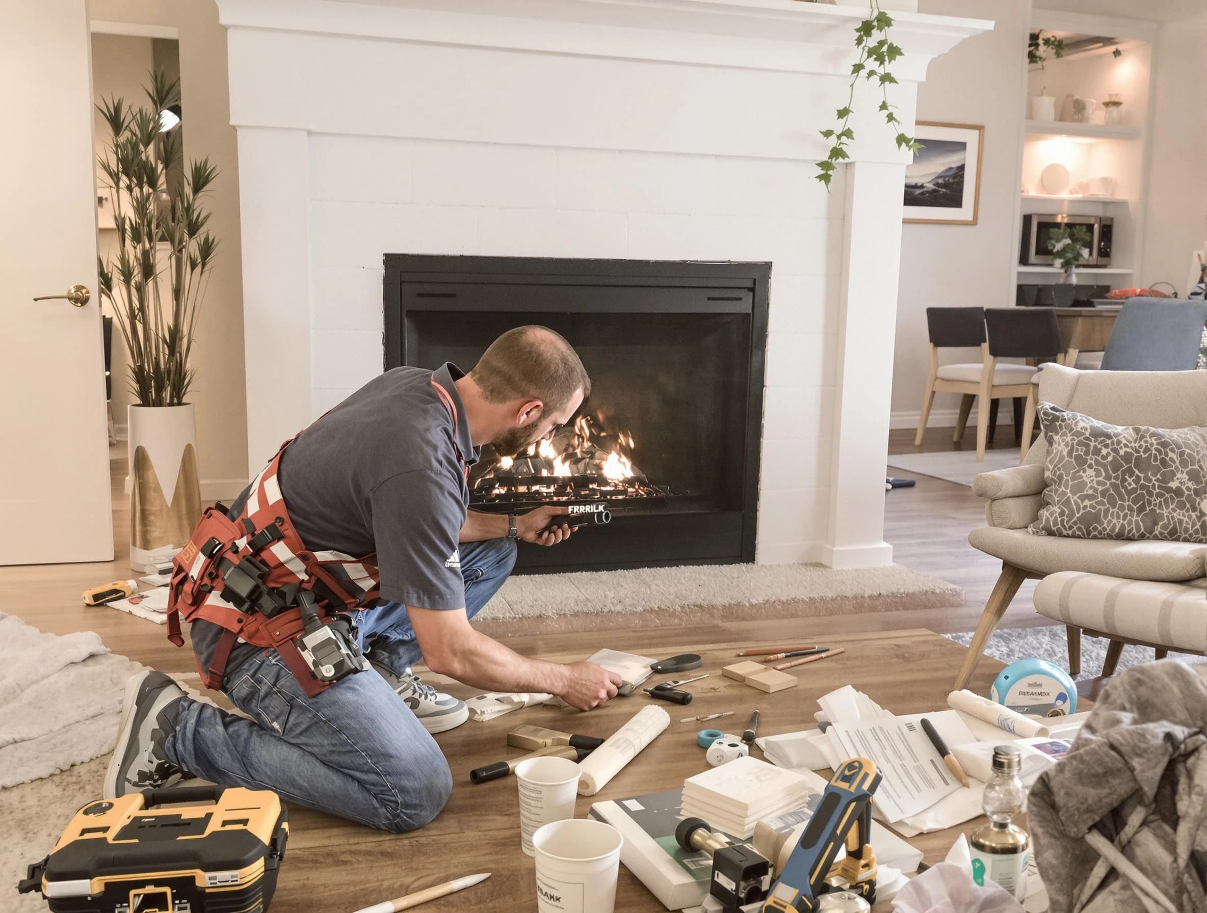 Cave Creek Chimney Sweep performing fireplace repair in Cave Creek, AZ