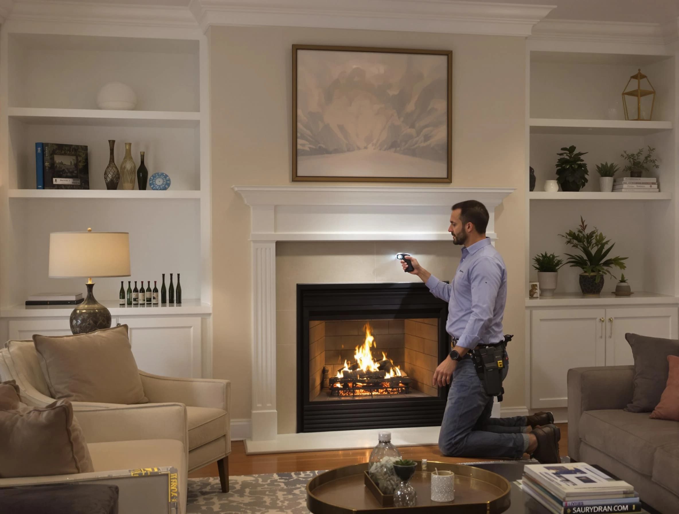 Cave Creek Chimney Sweep conducting a fireplace safety inspection in Cave Creek, AZ
