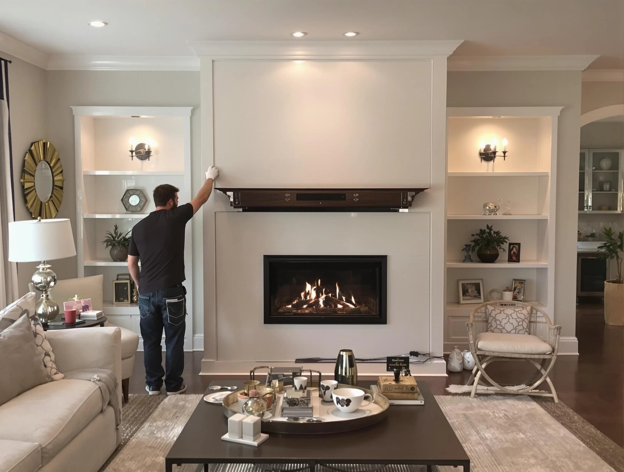 Cave Creek Chimney Sweep installing a new fireplace in Cave Creek, AZ