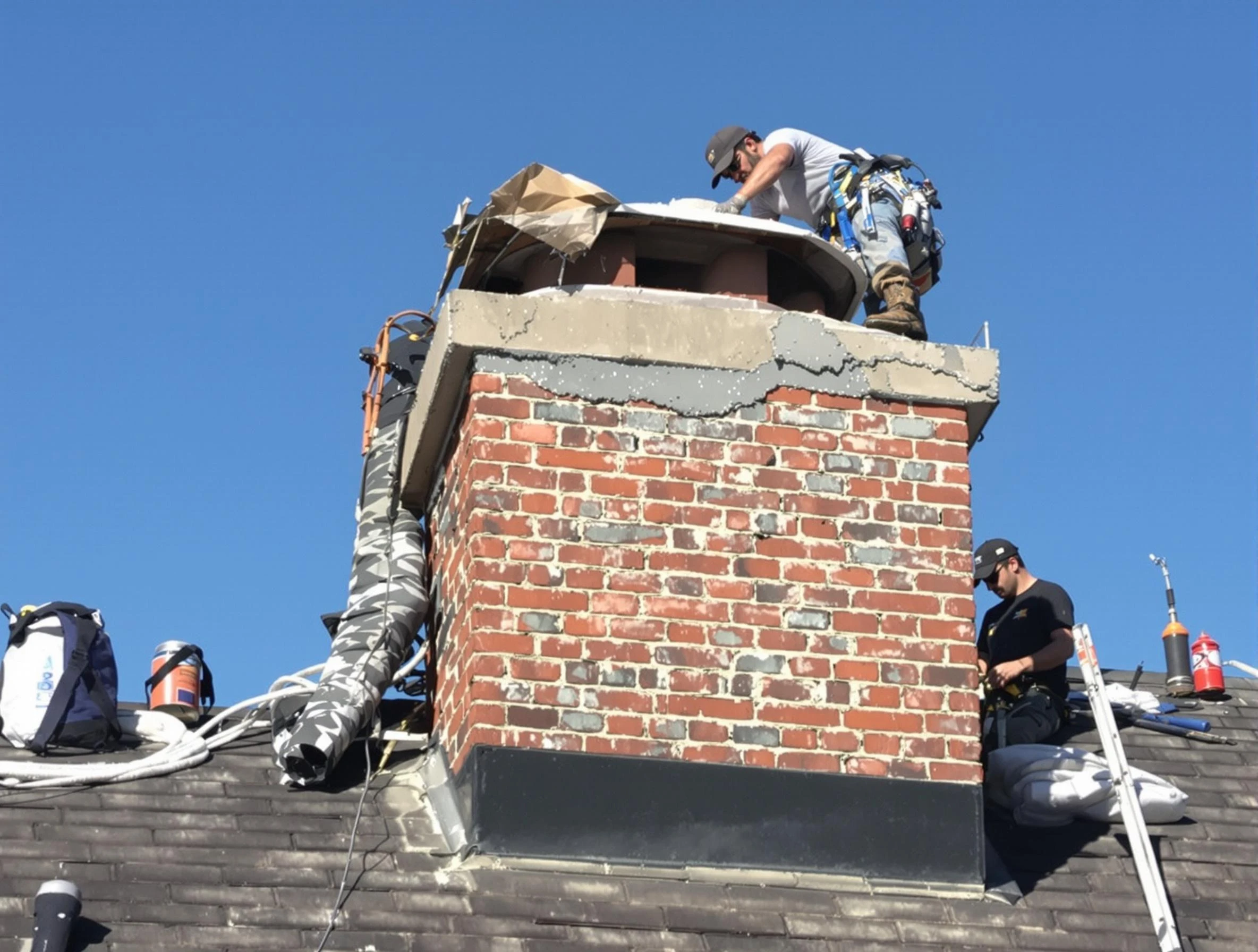 Cave Creek Chimney Sweep installing a custom chimney crown in Cave Creek, AZ